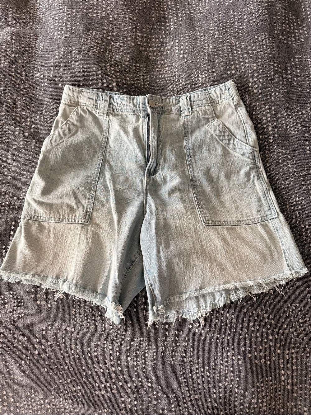 Pilcro Light Blue Denim Jean Shorts with Frayed Hem